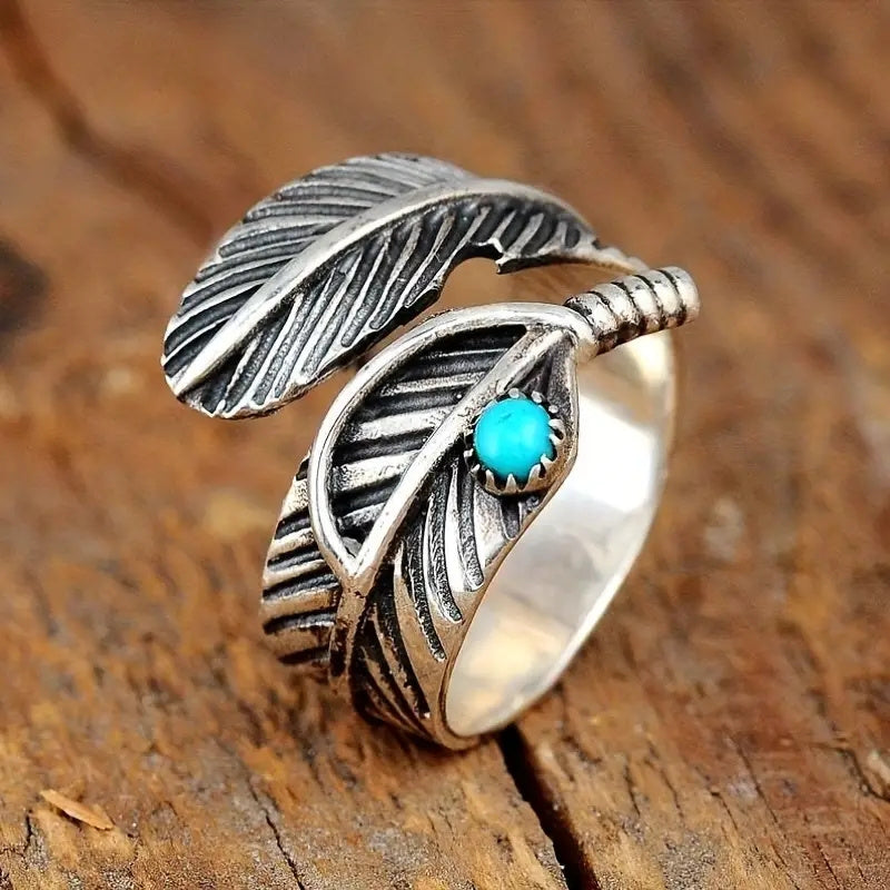 Zilveren veerring met turquoise