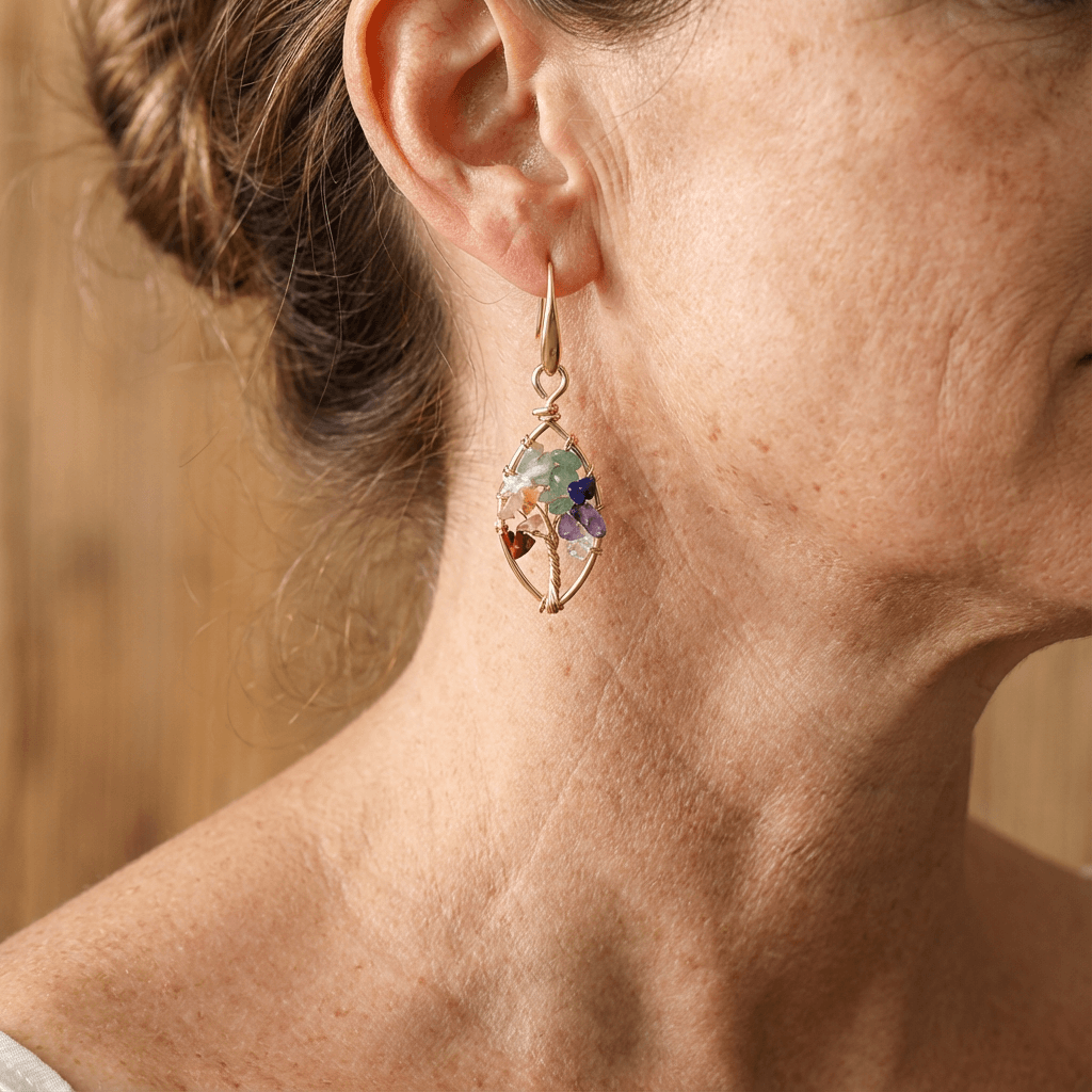 Zilveren vintage filigrein oorbellen met blauwe en gele edelsteen