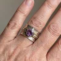 Zilveren spinner ring met amethist