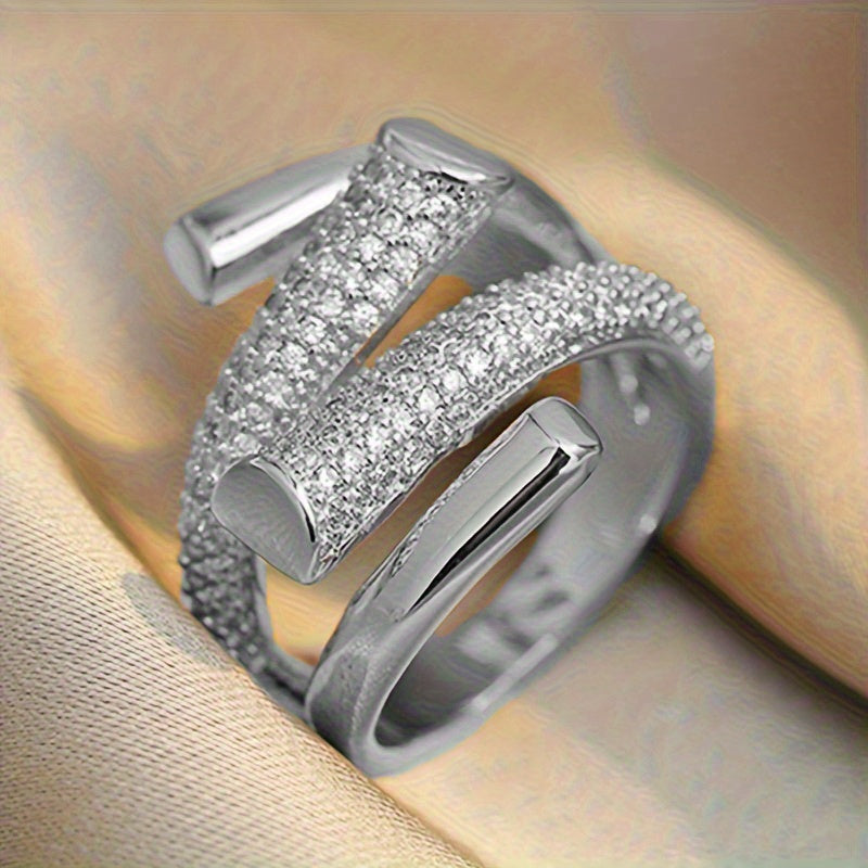 Gouden wikkelring met pavé zirkonia