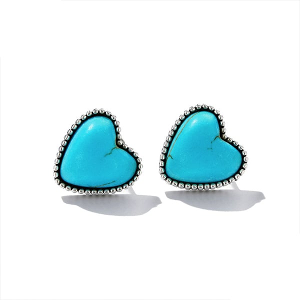 Zilveren hartvormige oorbellen met turquoise