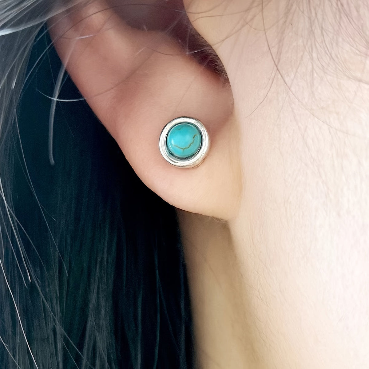 Zilveren bohemian oorbellen met turquoise mandala