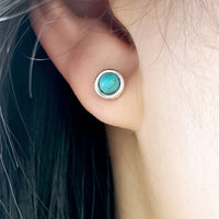 Zilveren bohemian oorbellen met turquoise mandala
