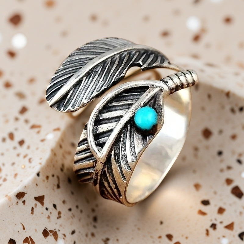 Zilveren veerring met turquoise