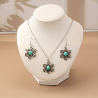 Zilveren vintage oorbellen met ovale turquoise
