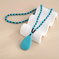 Bohemian kralenketting met turkooizen druppelhanger