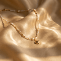 Bohemian kralenketting met harthanger en parels