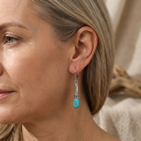 Zilveren vintage oorbellen met turquoise druppel