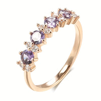 Roségouden ring met paarse en witte zirkonia