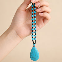 Bohemian kralenketting met turkooizen druppelhanger