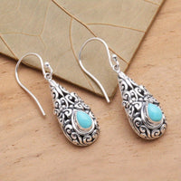 Zilveren vintage druppeloorbellen met turquoise