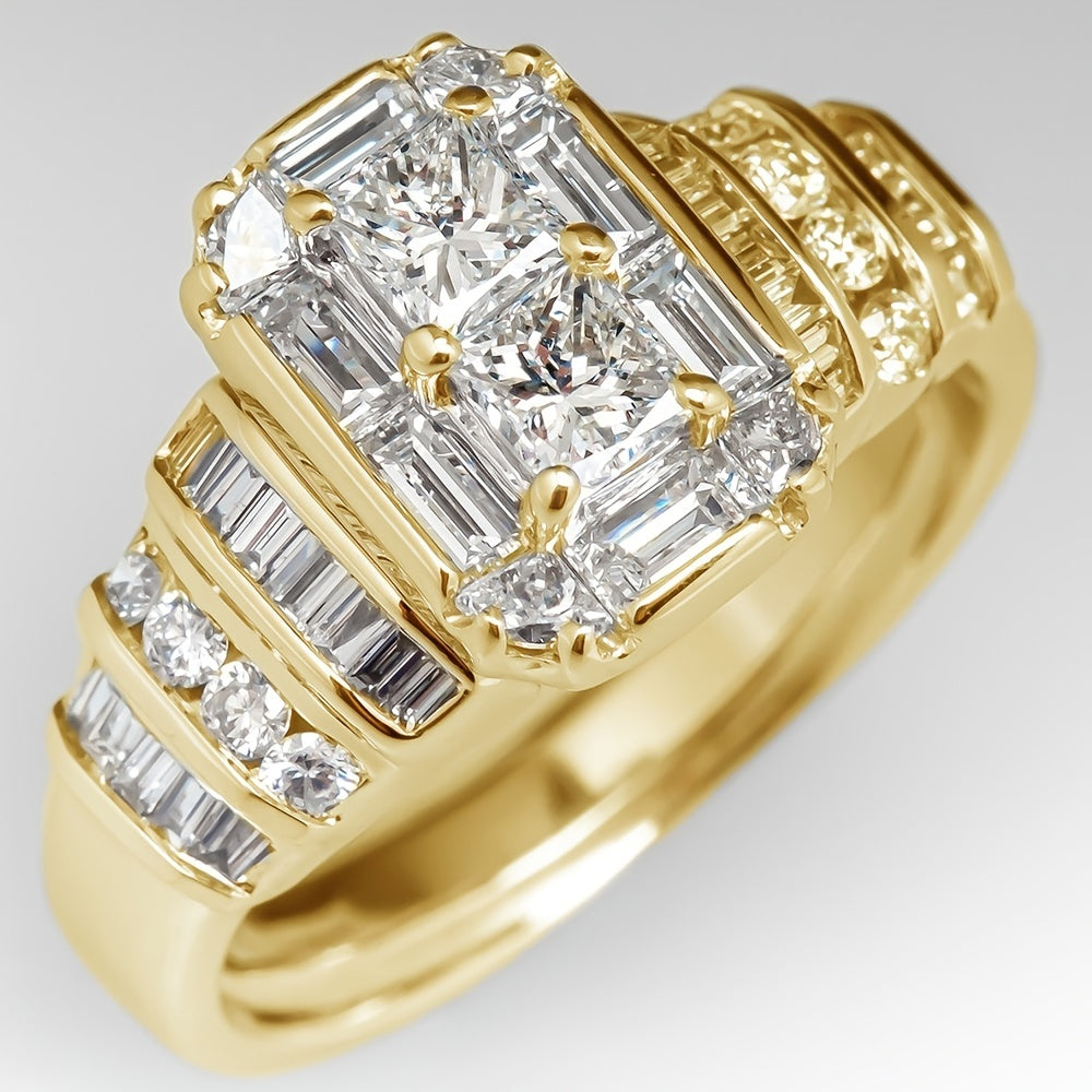Zilveren ringenset met princess-geslepen zirkonia