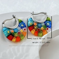 Kleurrijke millefiori hoepel oorbellen