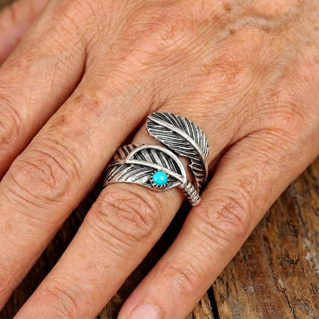 Zilveren veerring met turquoise