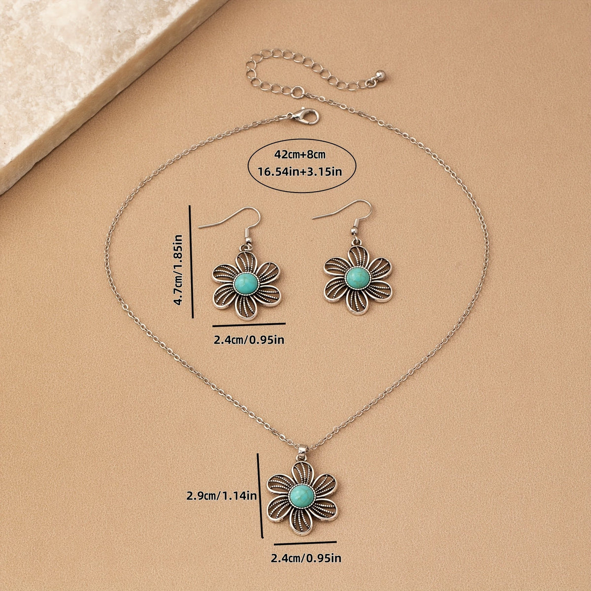Zilveren vintage oorbellen met ovale turquoise