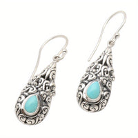 Zilveren vintage druppeloorbellen met turquoise