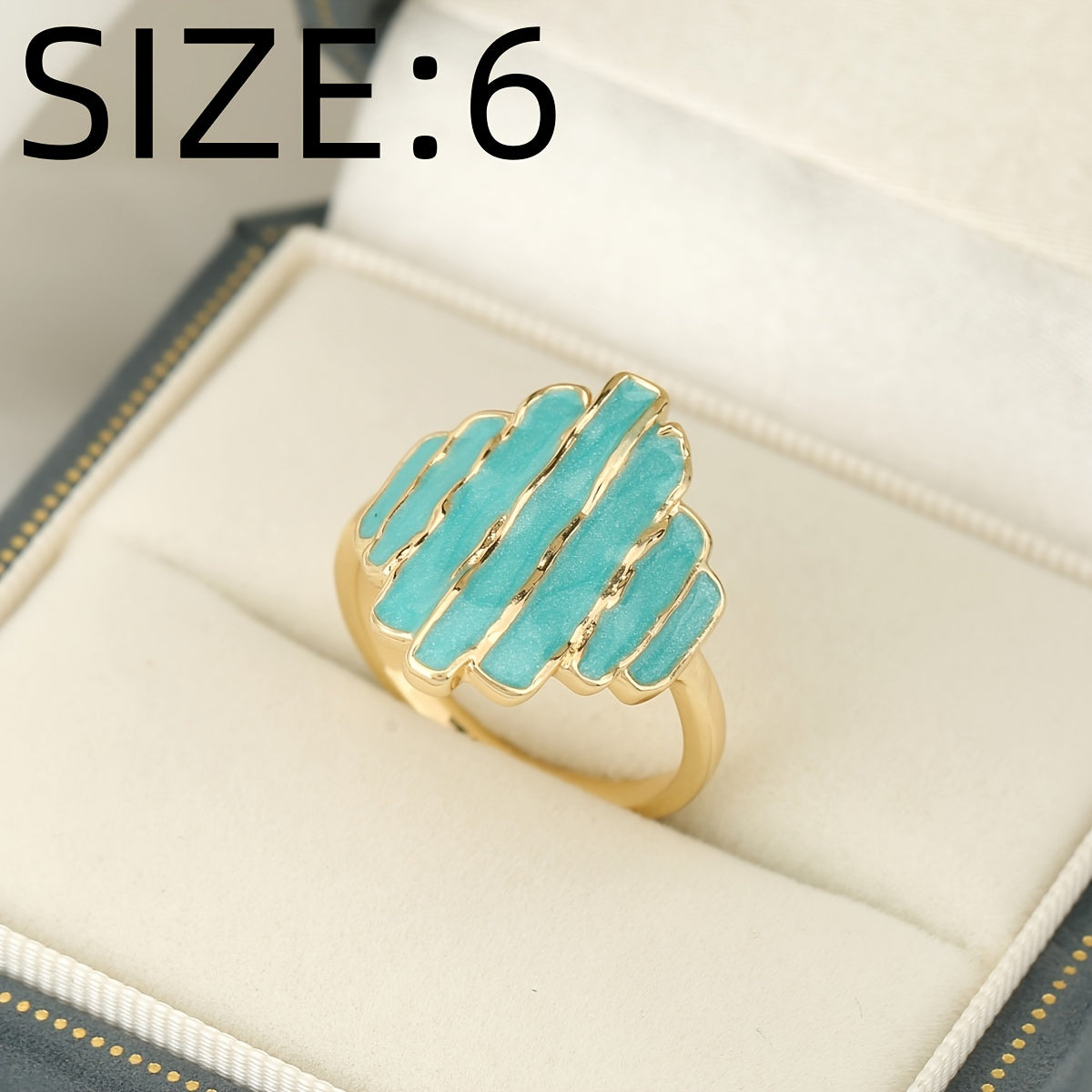 Gouden ring met turquoise geëmailleerde strepen