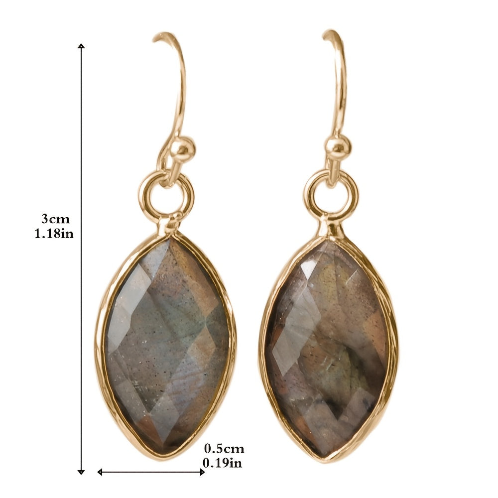 Gouden vintage oorbellen met labradoriet