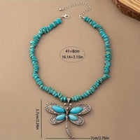 Bohemian ketting met turkooizen kralen en libellehanger
