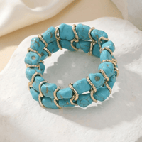 Bohemian ring met turquoise kralen