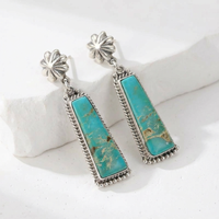 Zilveren oorbellen met turquoise staaf