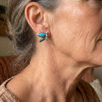 Zilveren oorbellen met libelle en turquoise