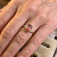Gouden vintage ring met roze toermalijn
