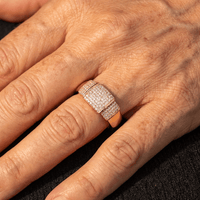 Roségouden ring met zirkonia pavé balk