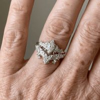 Zilveren barok kroonring met zirkonia
