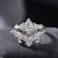 Zilveren barok kroonring met zirkonia
