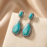 Zilveren turquoise sieradenset met ketting en oorbellen