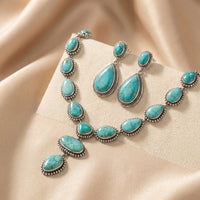 Zilveren turquoise sieradenset met ketting en oorbellen