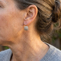 Zilveren vintage oorbellen met geometrisch open vlak en zirkonia
