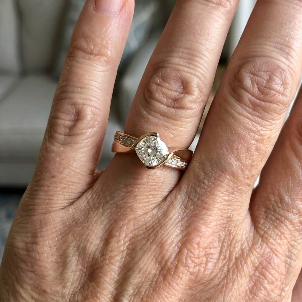 Roségouden ring met ovale en baguette zirkonia