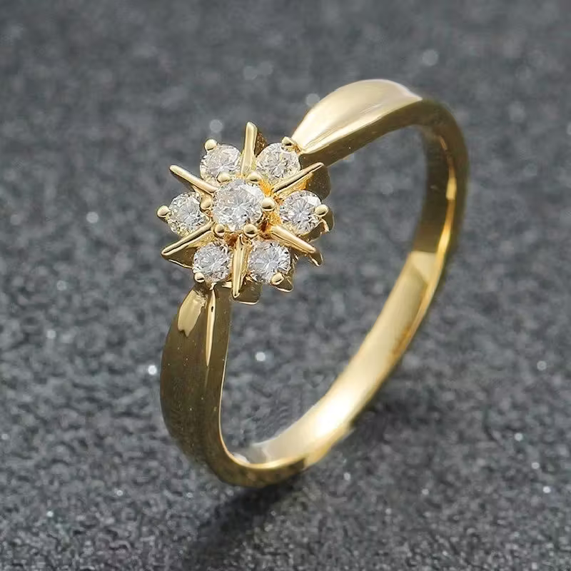Gouden bloemring met zirkonia