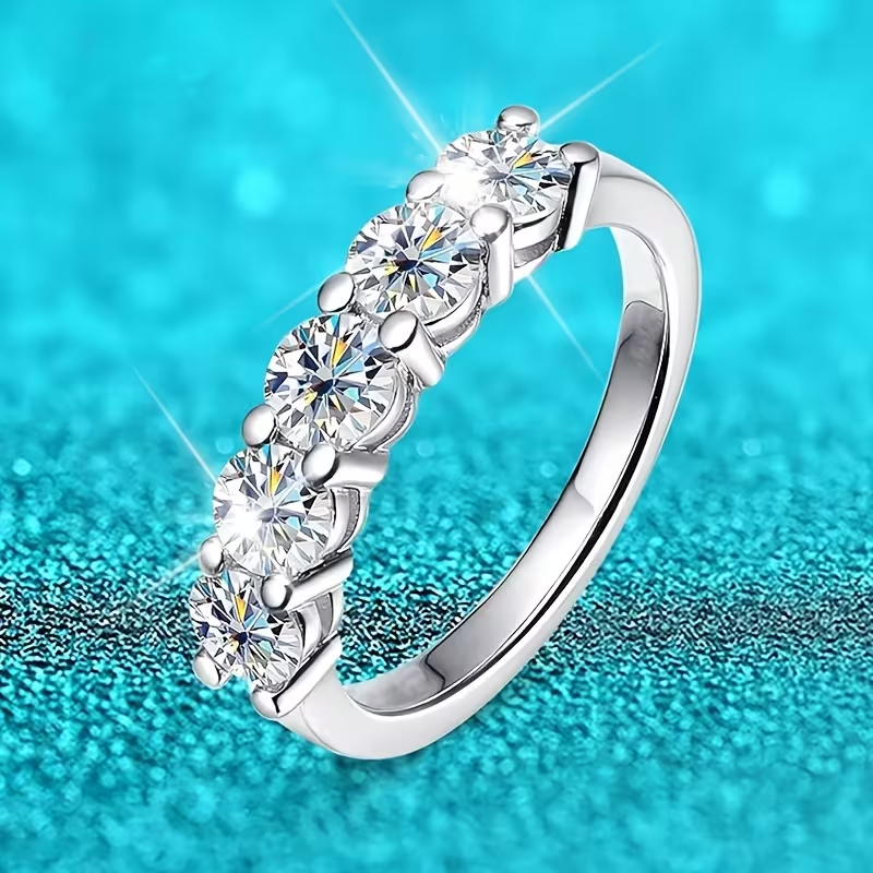 Gouden ring met vijf ovale zirconia