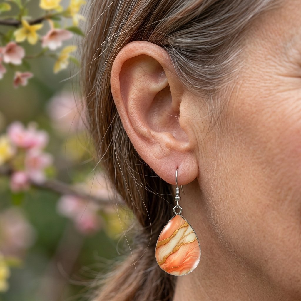 Oranje druppeloorbellen met marmerlook