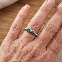 Zilveren bohemian ring met vierkant turkoois