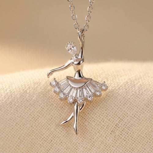 925 sterling zilveren elegante ballerina moissanite hanger ketting – Gr