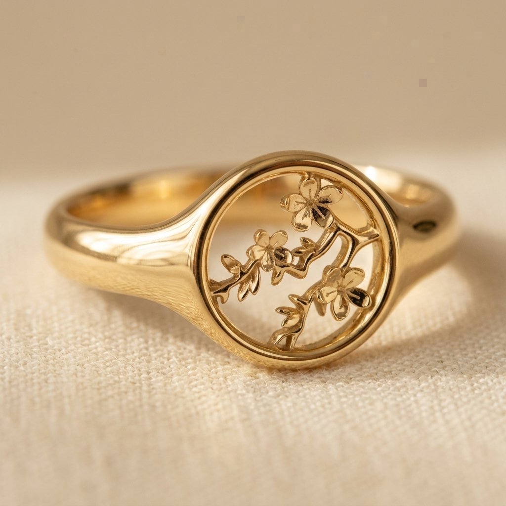 Gouden ring met groene edelsteen en kristallen halo