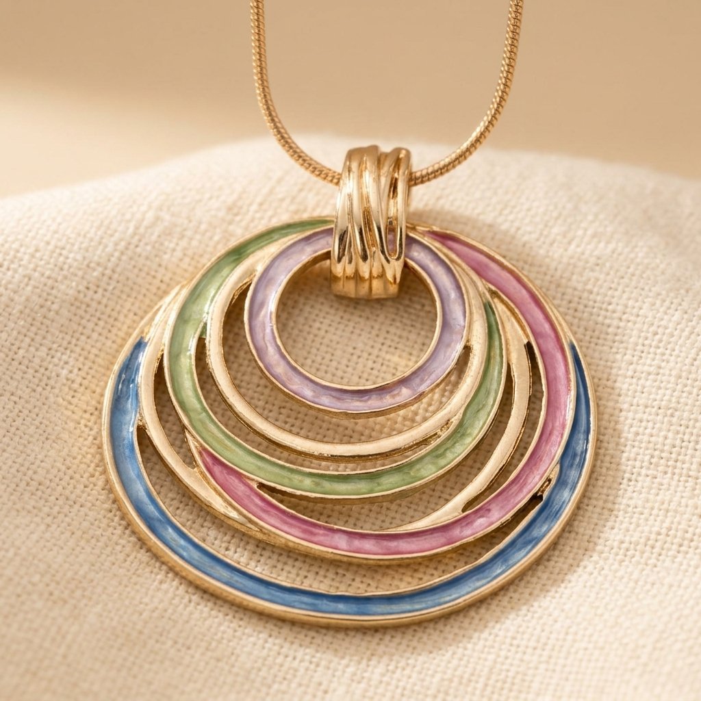 Gouden ketting met pastel concentrische ringen