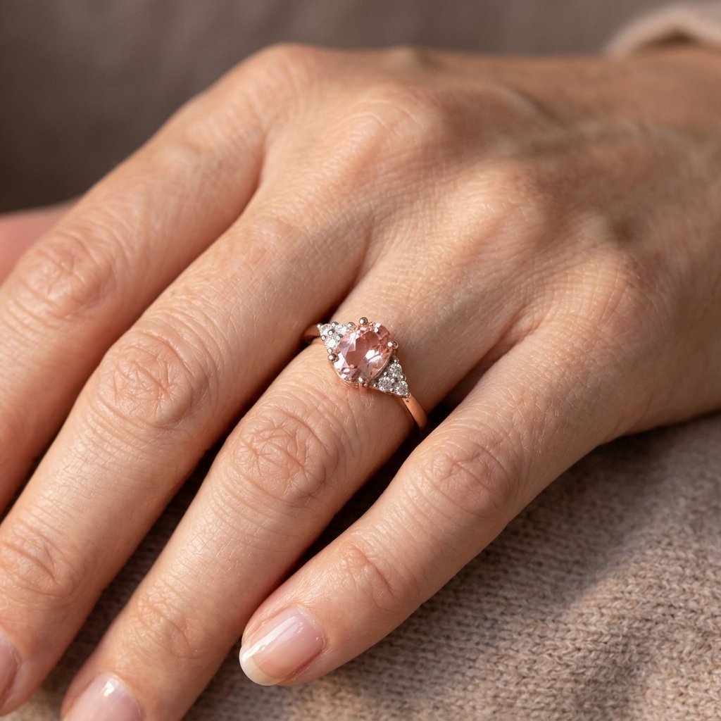 Roségouden ring met ovale roze edelsteen