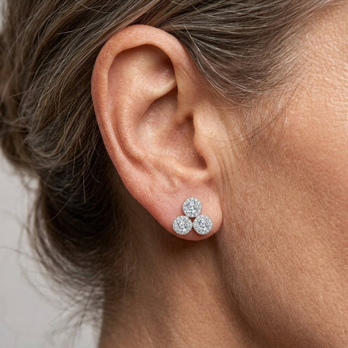925 sterling zilveren drievoudige moissanite cluster oorbellen verguld met