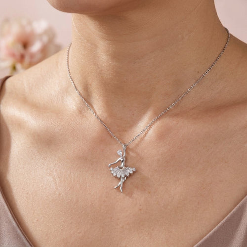 925 sterling zilveren elegante ballerina moissanite hanger ketting – Gr
