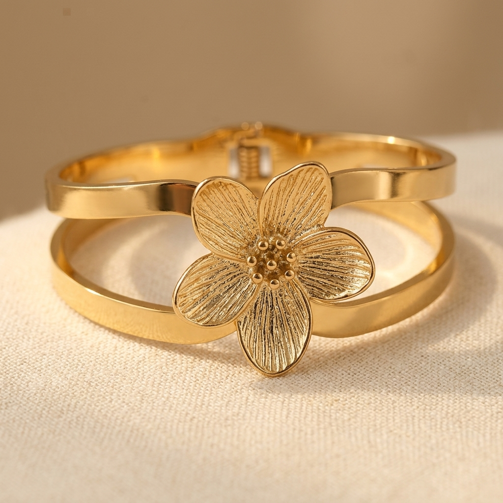 Gouden armband met bloemmotief