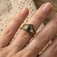 Gouden ringenset met zwarte zirkonia