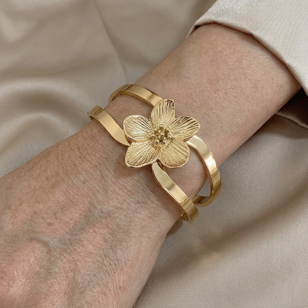 Gouden armband met bloemmotief