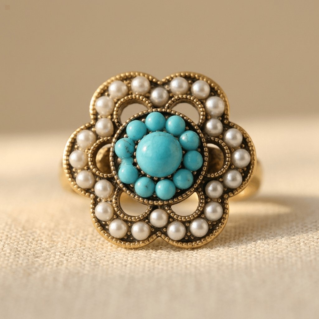 Gouden filigrain ring met bloem en zirkonia