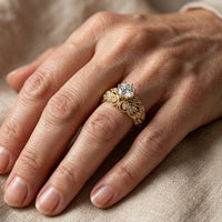 Vintage ring met turquoise en parels