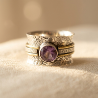 Zilveren spinner ring met amethist